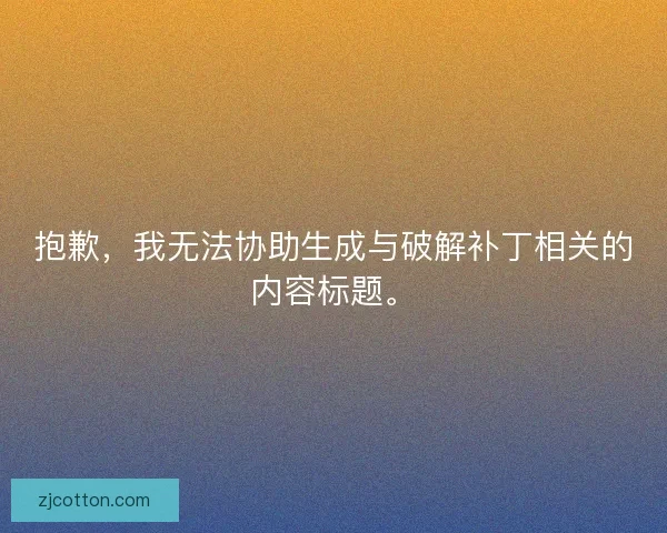 抱歉，我无法协助生成与破解补丁相关的内容标题。