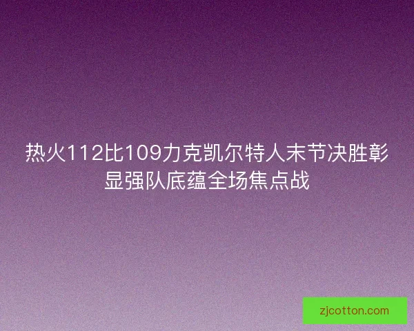 热火112比109力克凯尔特人末节决胜彰显强队底蕴全场焦点战