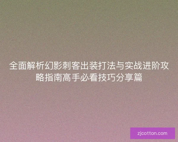 全面解析幻影刺客出装打法与实战进阶攻略指南高手必看技巧分享篇