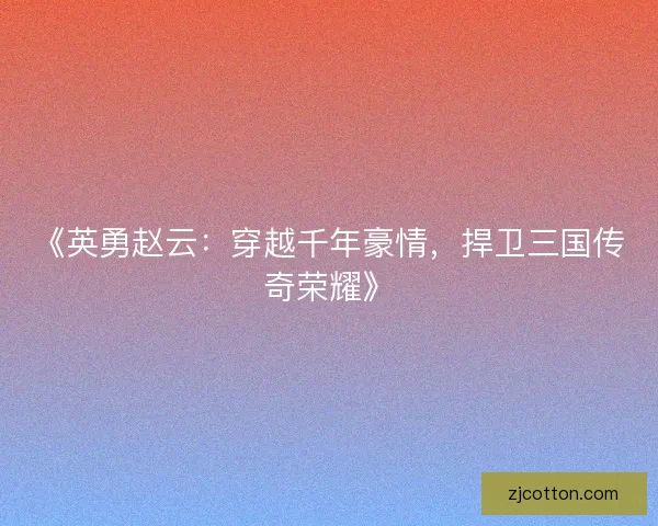 《英勇赵云：穿越千年豪情，捍卫三国传奇荣耀》
